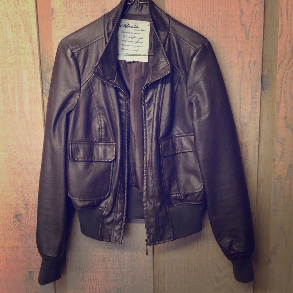 Brown leather jacket
